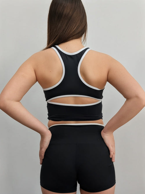 Big Bow Energy Booty Shorts — Black & White Trim